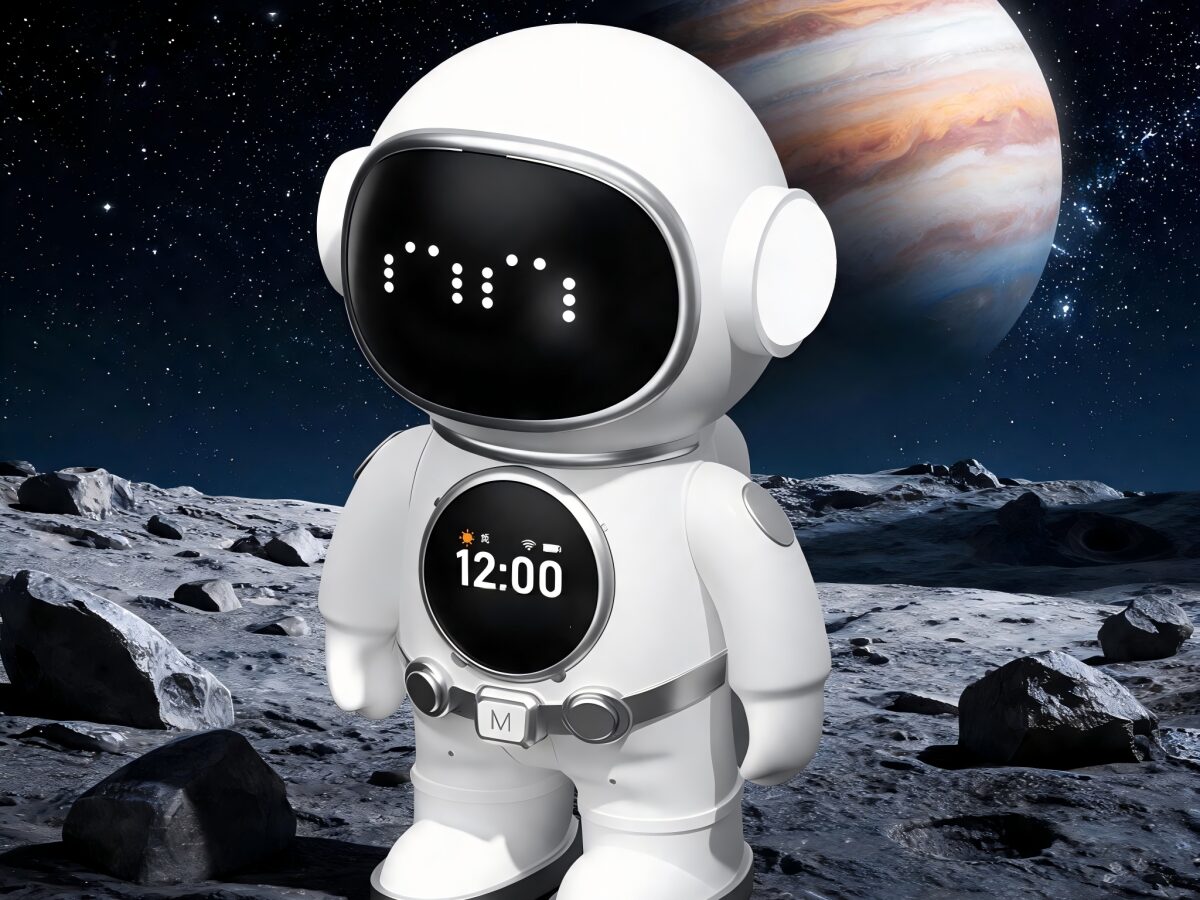 AI Desk Robot Smart Talking Robot Companion Voice Wake Up 1.28 Inch Screen with 5.0 WiFi Weather Clock Video Music Playback for Kids Adults