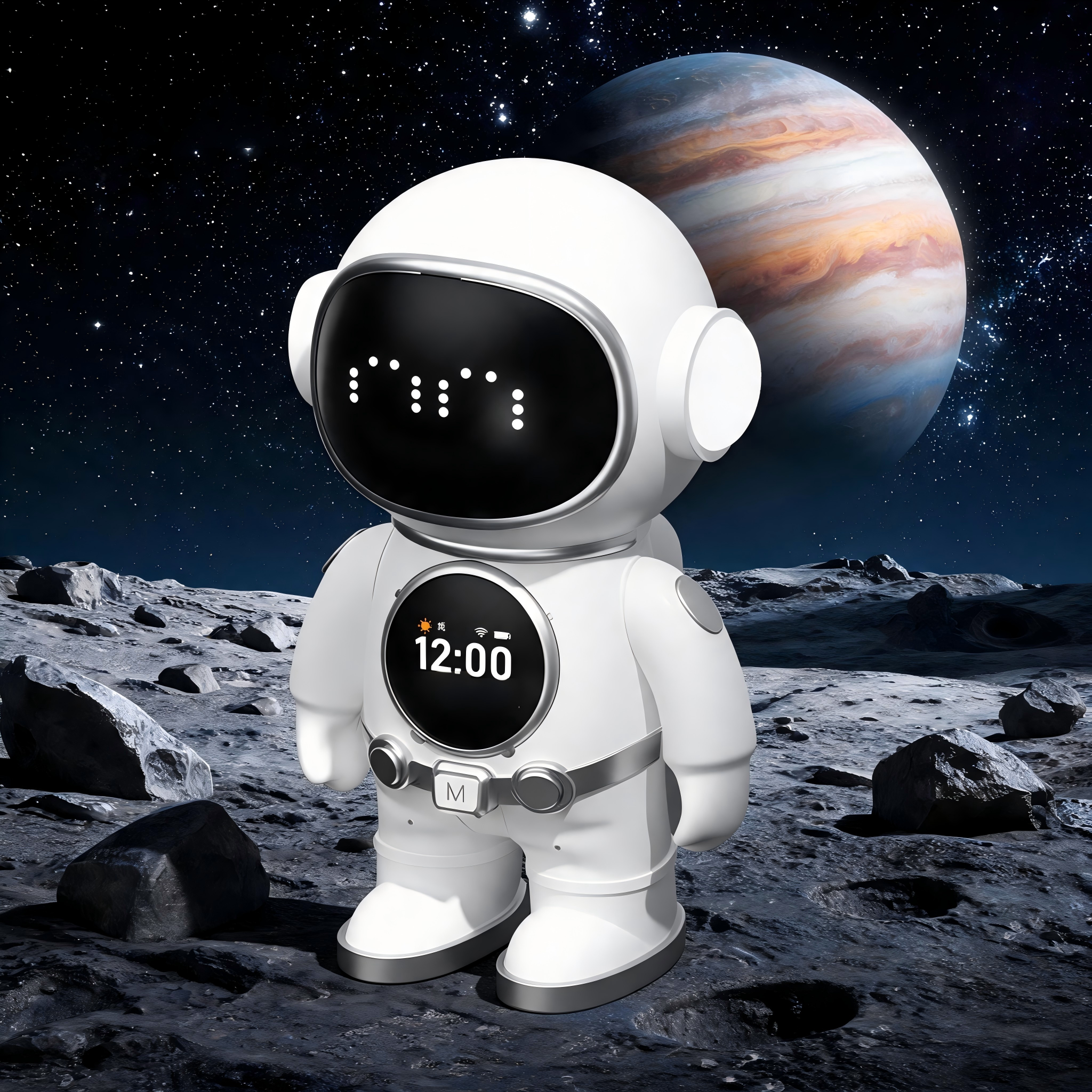 AI Desk Robot Smart Talking Robot Companion Voice Wake Up 1.28 Inch Screen with 5.0 WiFi Weather Clock Video Music Playback for Kids Adults